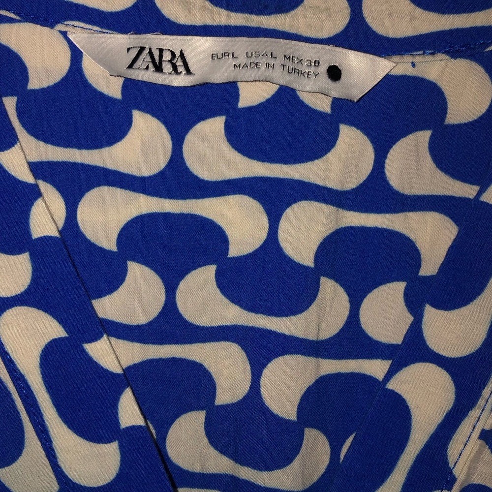 Zara Blue & White Pattern Dress